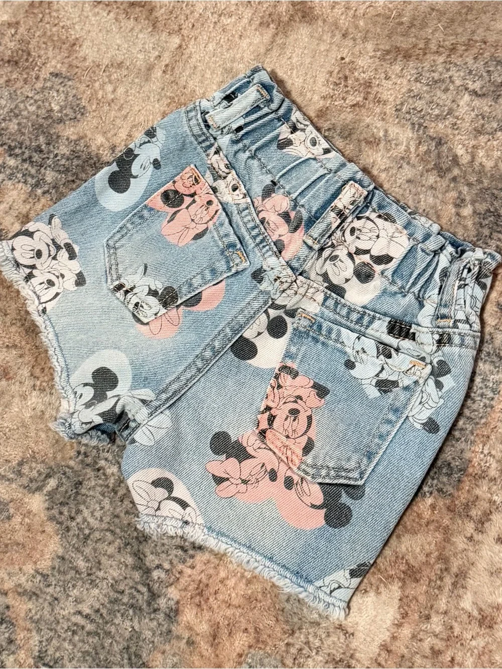 Baby Gap Jean shorts elastic paper bag cut off denim Minnie and Mickey